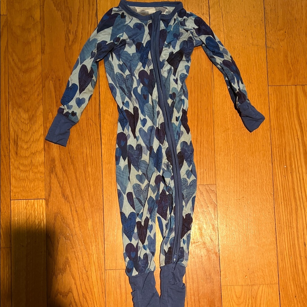 Little Sleepies Blue Heart Kids Footie